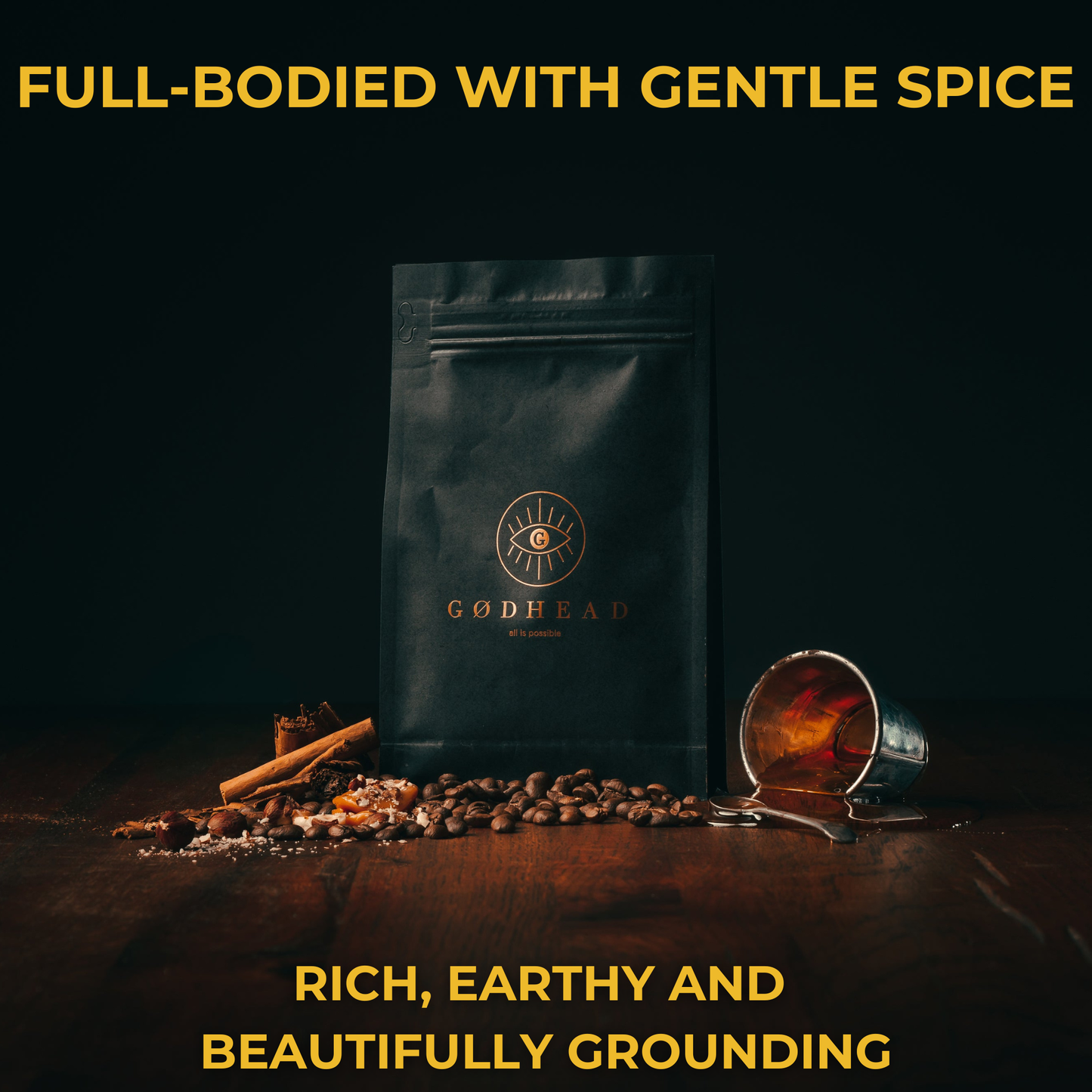 Spice Bomb 200g specialty coffee bag from GØDHEAD COFFEE - dark roast Indonesian arabica with bold spice and earthy notes