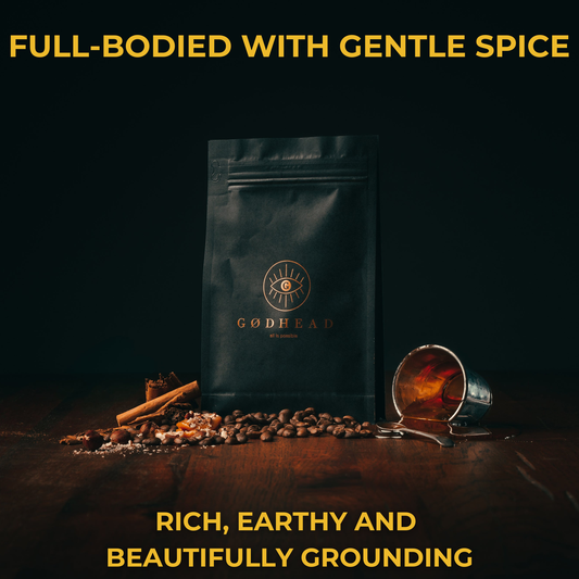 Spice Bomb 200g specialty coffee bag from GØDHEAD COFFEE - dark roast Indonesian arabica with bold spice and earthy notes