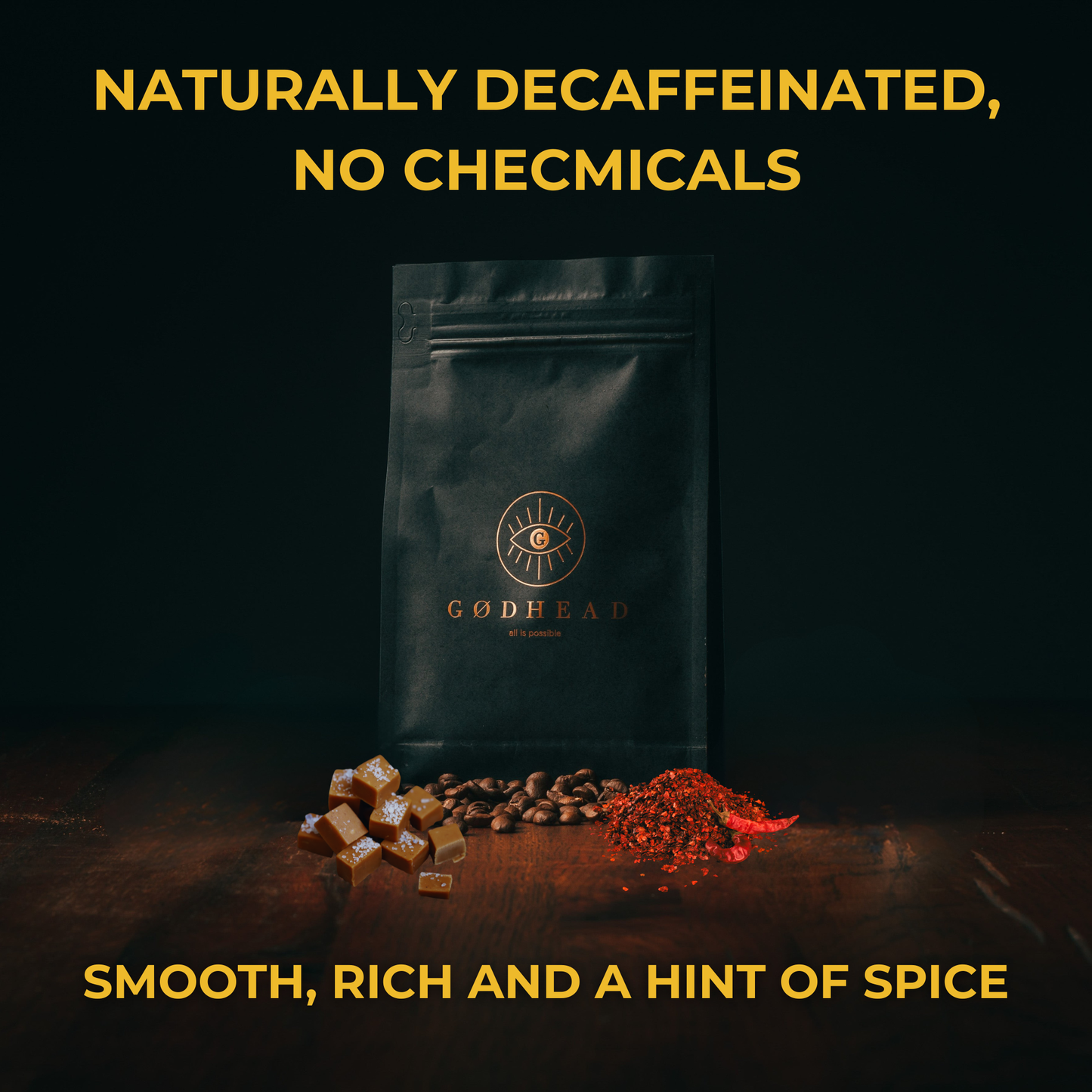 Tranquillo 200g decaffeinated specialty coffee bag from GØDHEAD COFFEE - smooth Colombian arabica with chocolate and caramel notes
