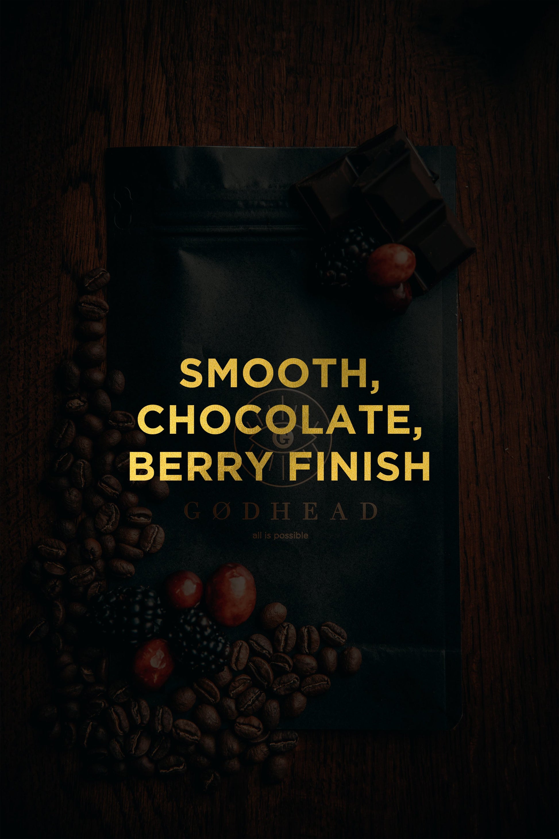 Transcend coffee bag detail showing 200g medium-dark roast specialty coffee from Colombia