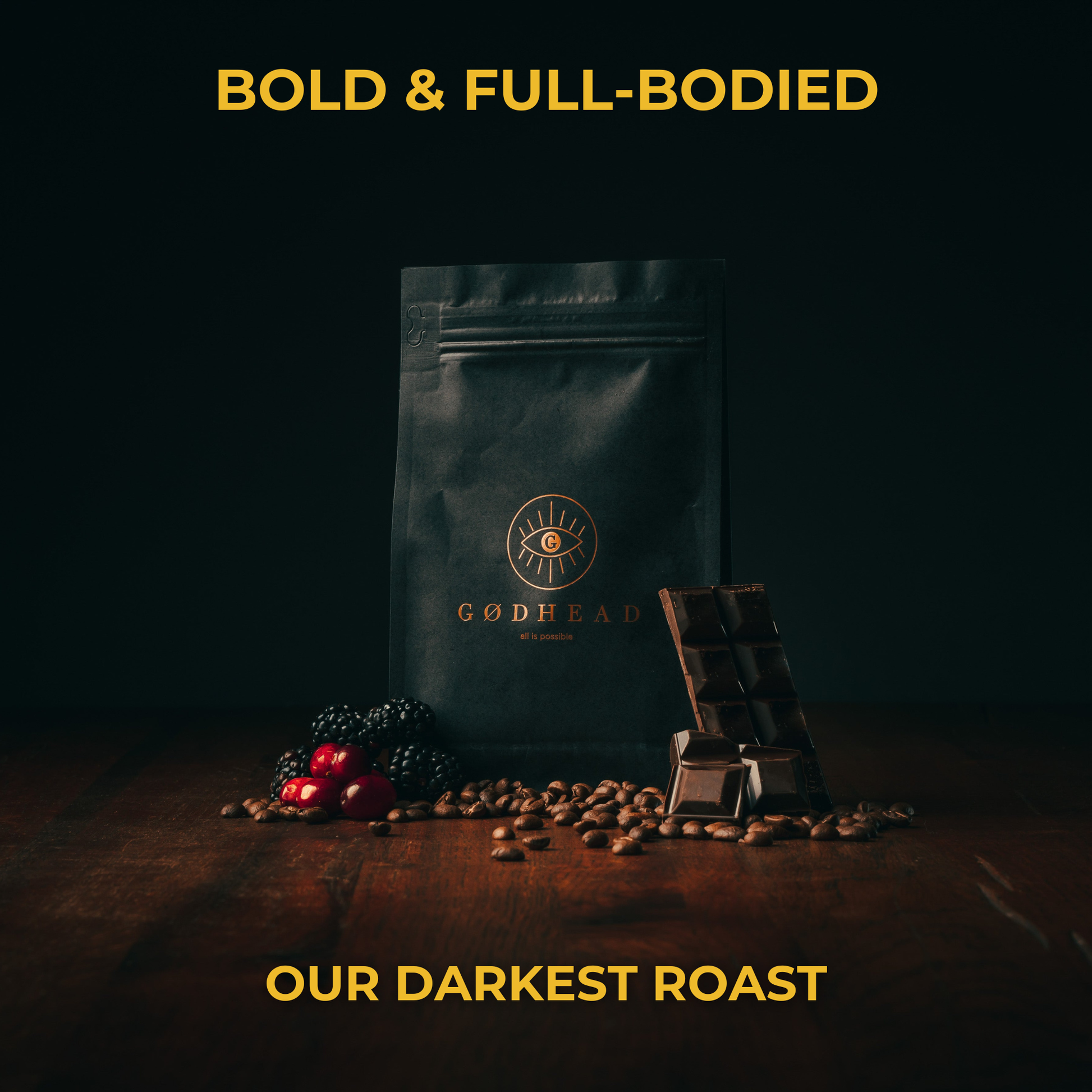 Transcend 200g specialty coffee bag from GØDHEAD COFFEE - medium-dark roast Colombian arabica with rich chocolate and caramel notes