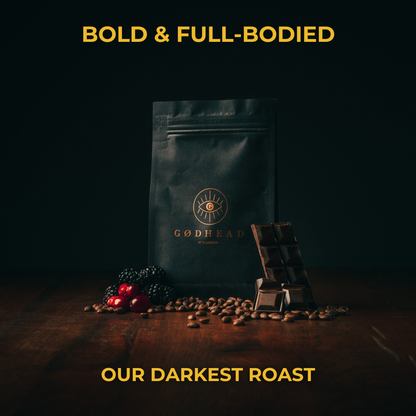 Transcend 200g specialty coffee bag from GØDHEAD COFFEE - medium-dark roast Colombian arabica with rich chocolate and caramel notes