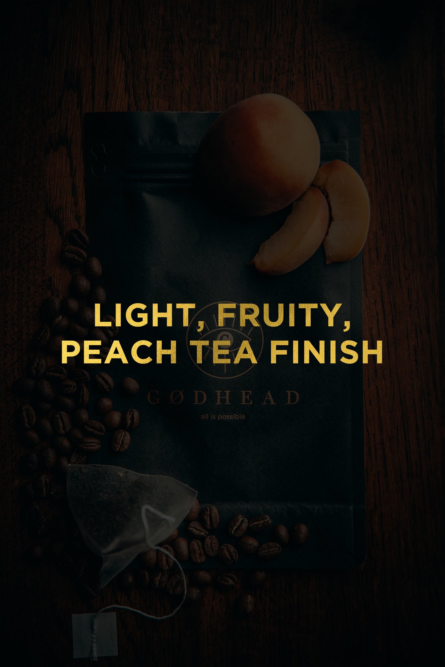 Vintage coffee bag detail showing 200g medium roast specialty coffee from Brazil - GODHEAD Coffee